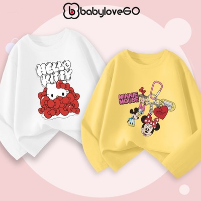 Áo thu đông dài tay bé gái BabyloveGO áo cho bé mềm mịn thoáng mát in hình Disney dễ thương