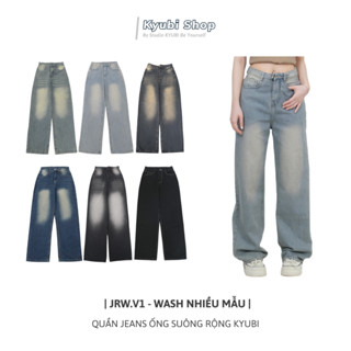 Quần Jeans Ống Suông Rộng Retro wash nhiều màu cá tính (Có bigsize) - Jean Kyubi Shop JWS