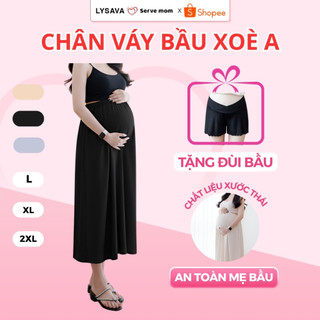  Chân Váy Dài Cho Bà Bầu Chân Váy Bầu Lysava Cạp Chun Điều Chỉnh Dáng Xòe Chân Váy Bầu Trơn Chất Xước Thái Cao Cấp CV5 