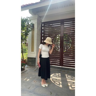 Chân váy xòe dài dáng tiểu thư - ĐEN D7