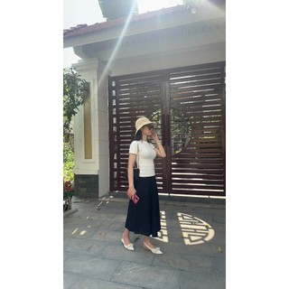 Chân váy xòe dài dáng tiểu thư - ĐEN D7