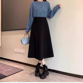 Chân váy xòe dài Hàn quốc (đen) - dài 70cm