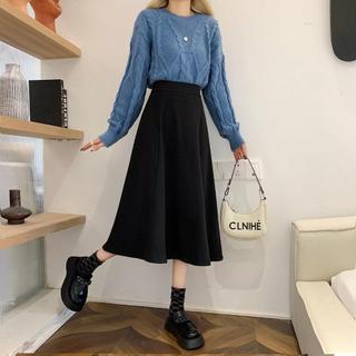 Chân váy xòe dài Hàn quốc (đen) - dài 70cm