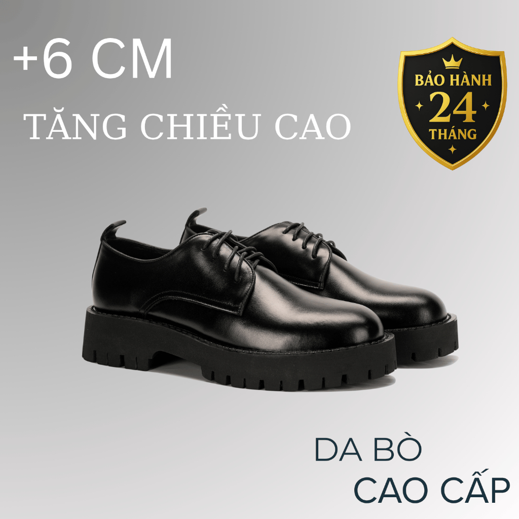 Giày chunky derby LuxWear da bò cao cấp bảo hành 2 năm giày tây nam GT03