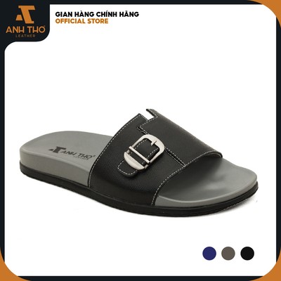 Dép quai ngang MLS10 đế cao su bền bỉ, ôm chân, chất da Microfiber sang trọng, Anh Thơ Leather
