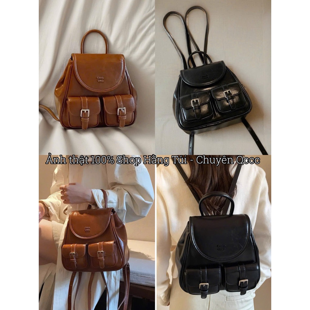 Balo CHIOOO 2 Màu Nâu Đen size mini cực xin