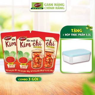  Bộ 3 gói xốt Gia vị làm Muối Kim Chi Barona  tặng 1 hộp nhựa cao cấp 2.3 lít  