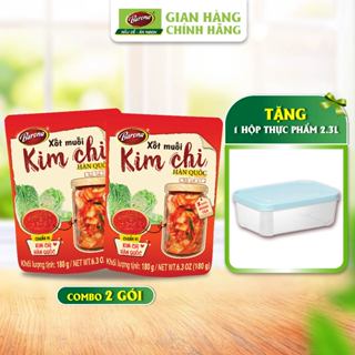  Bộ 2 gói xốt Gia vị làm Muối Kim Chi Barona  tặng 1 hộp nhựa cao cấp 2.3 lít  