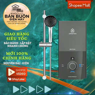 Máy Nước Nóng Ariston AURES PREMIUM+ 4.5P 4500W, Có Bơm Trợ Lực, Vòi Sen Kháng Khuẩn, An Toàn