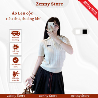  Áo len cộc nữ ZENNY cổ bẻ vải dệt kim dày dặn áo polo tiểu thư chuẩn form thoáng khí 