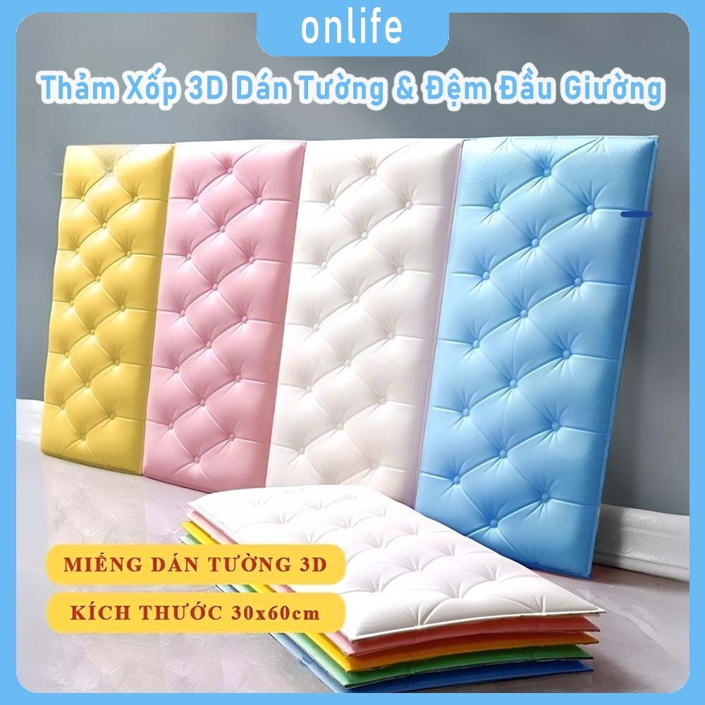 Thảm Xốp 3D Dán Tường & Đệm Đầu Giường - Chống Va Đập, An Toàn Cho Bé, Chống Nấm Mốc (30x60cm)