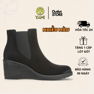  Giày Bốt Xuồng Nữ Cao Cấp Bốt Nữ Đến Mắt Cá Chất Liệu Vải Mũi Tròn Đế Xuồng 6.5 CM Có Khoá Hông Bốt Xuất Xịn YAMI 