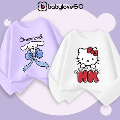 Combo 2 áo dài tay bé gái Cinnamoroll áo thu đông cổ tròn chất thun cotton cho bé 1-10 tuổi BabyloveGO