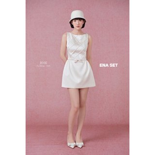  JOIE DES ROSES - Váy liền cổ thuyền không tay phối đai nơ   tặng kèm tay áo   ENA DRESS 
