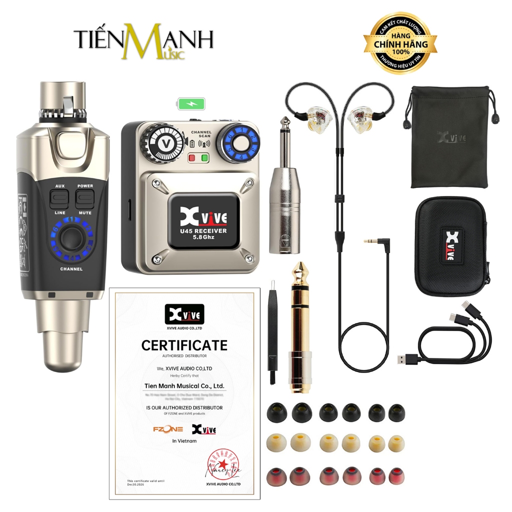 [Chính Hãng] Combo Bộ Thu Phát Không Dây Xvive U45 Và Tai Nghe Xvive T9 - Wireless Monitor In-Ear Sy