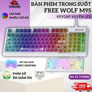 Bàn Phím Trong Suốt RGB Ziyoulang Freewolf M95 - LED RGB Đa Hiệu Ứng, 26 Phím Anti-Ghosting, Gõ Êm