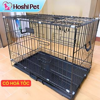  Chuồng chó gấp gọn NAN DÀY sơn tĩnh điện có Size LỚN Hoshi Pet CN02 - Lồng chuồng nuôi mèo chó thú cưng ngoài trời 