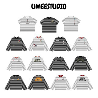  UMEESAIGON Áo Thun Sọc Form Rộng Cố Tròn Unisex Nam Nữ Basic 