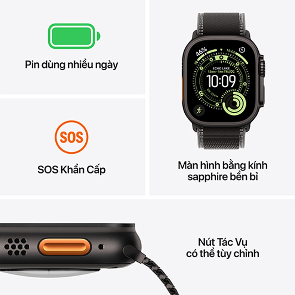 Apple Watch Ultra 3 Viền Titan Cellular 49mm Dây Milanese M/L Chính hãng | BigBuy360 - bigbuy360.vn