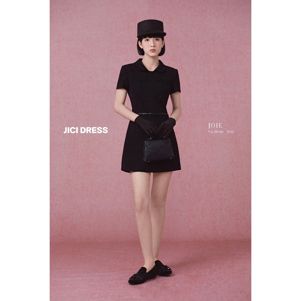 JOIE DES ROSES - Váy liền dáng chữ A phối cúc bọc to kèm đai nơ JICI DRESS