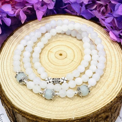 Vòng Tay Bạch Ngọc Type A Nếp Băng Size 5-6ly Kèm Kiểm Định Mix Charm Bạc Thái - Ngọc Trai Trường Thịnh