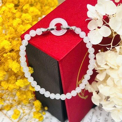 Vòng Tay Bạch Ngọc Chất Nếp Băng Type A 4ly Mix Điếu Bình An Khóa Bạc 925 - Ngọc Trai Trường Thịnh