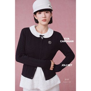  JOIE DES ROSES - Áo cardigan tay dài cổ tròn phối cúc bọc thêu logo EVE CARDIGAN 