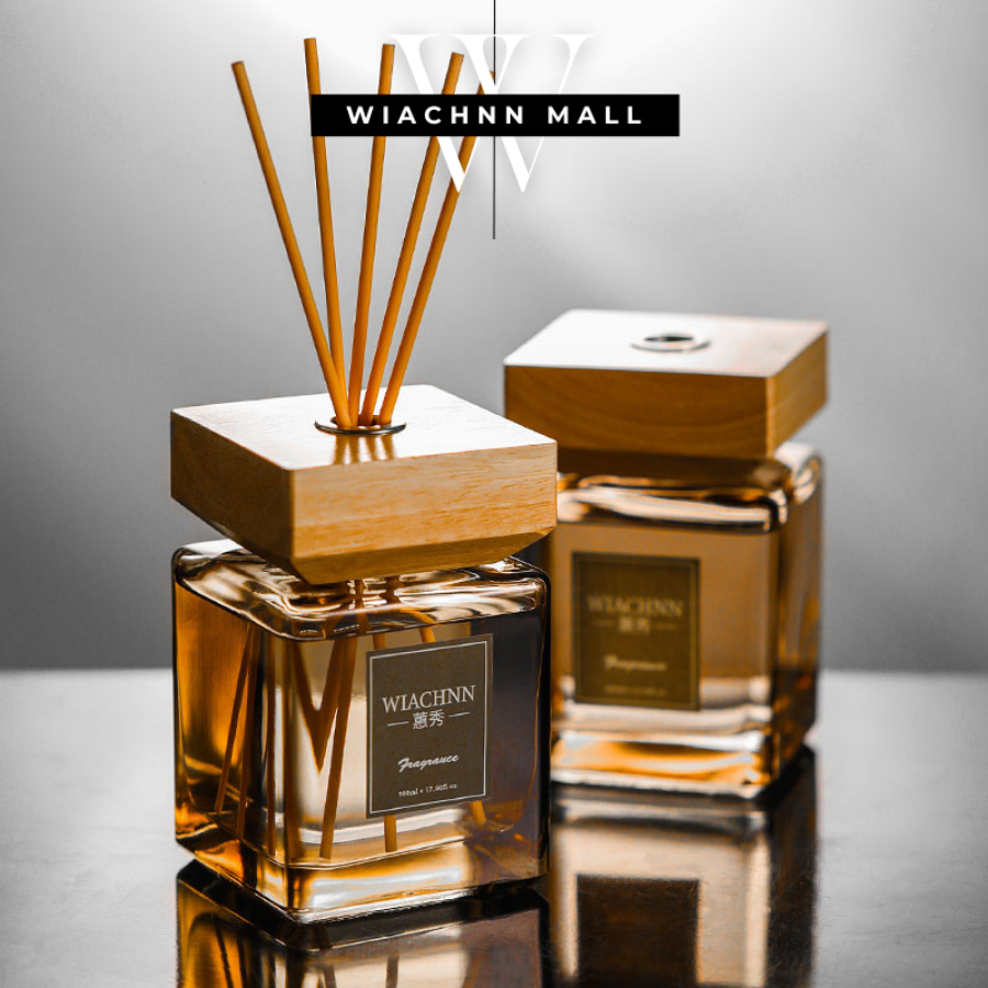 Tinh Dầu Khuếch Tán 500ml WIACHNN Nắp Gỗ – Khử Mùi, Lưu Hương 6 Tháng, Decor Phòng Sang Trọng