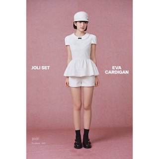  JOIE DES ROSES - Set áo dáng peplum cổ sen đính nơ và quần short có túi JOLI SET 