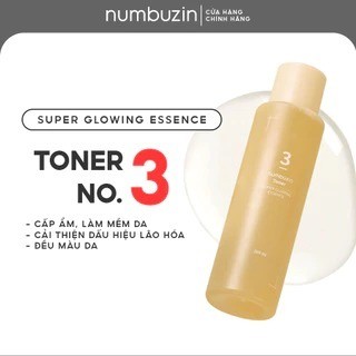  Toner Dưỡng Sáng Da NUMBUZIN No.3 Super Glowing Essence Toner 200ml Dưỡng Ẩm Giúp Da Cân Bóng 