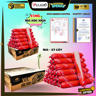  1KG Xúc Xích Vua Khô  35g cây  - Mua 1 KG tặng 1 KG thơm ngon chắc thịt không mặn đồ ăn vặt 