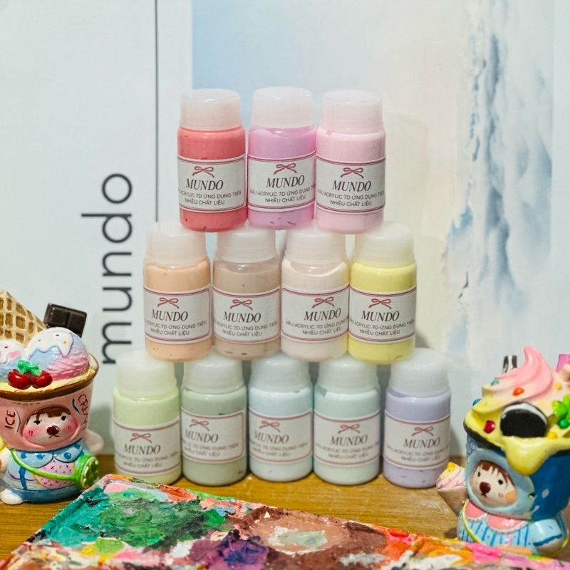 MUNDO Màu Acrylic Chiết 30ml, Màu Acrylic Tô Tượng Hủ 30gr, Màu Vẽ Túi, Vẽ Tường