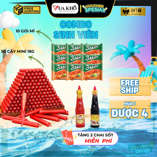  50Cây Xúc Xích  18g cây  - Mua 50 cây Tặng 10 gói mì 2 chai tương - Thơm ngon không mặn đồ ăn vặt 