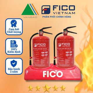  Combo 2 bình chữa cháy bình cứu hoả bột ABC 4kg F FICO VIETNAM và Kệ đôi để bình chữa cháy 
