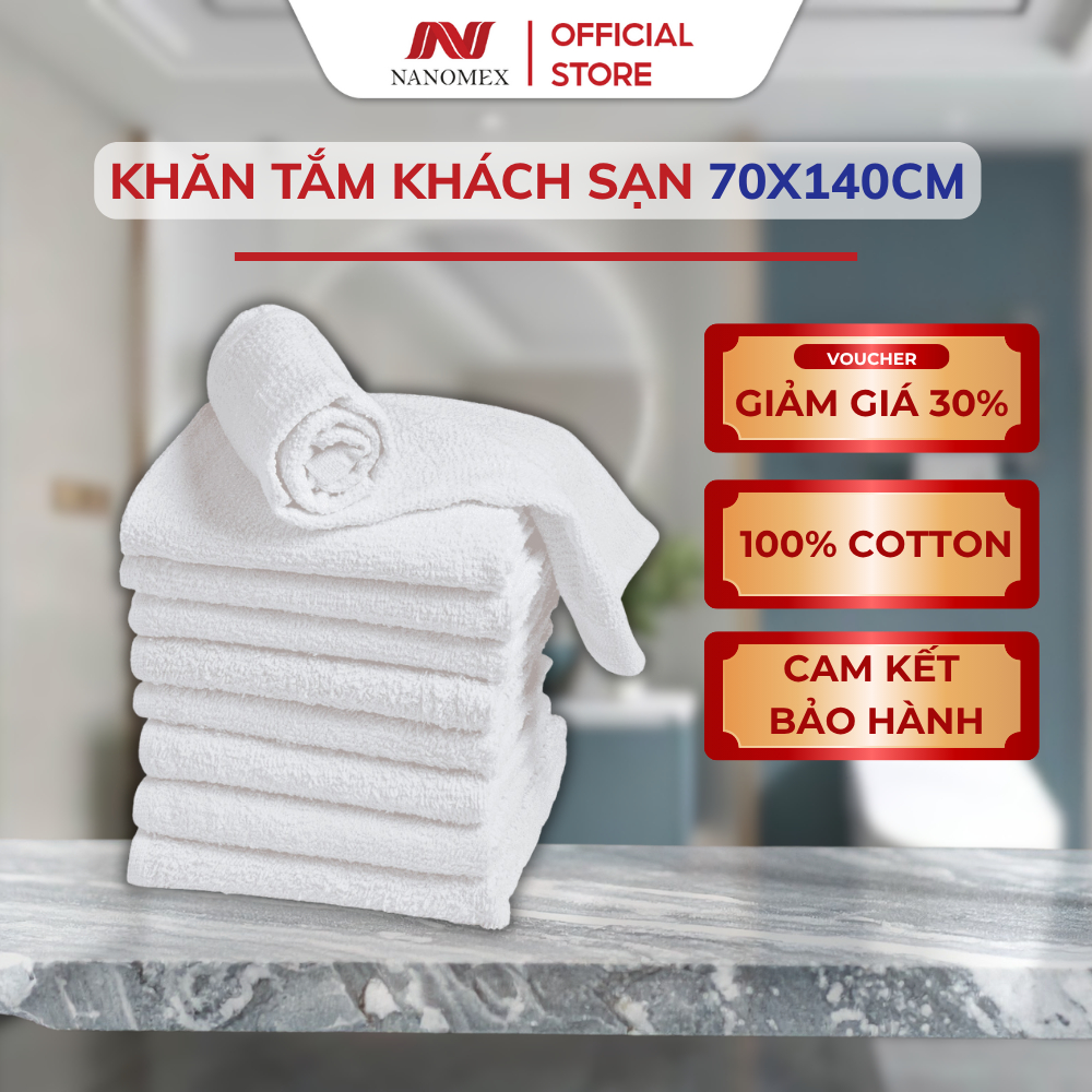 Khăn Tắm Cotton Nanomex Kích Thước 70x140cm, Khăn Tắm Khách Sạn Mềm Mại, Thấm Hút Tốt Không Bai Xù