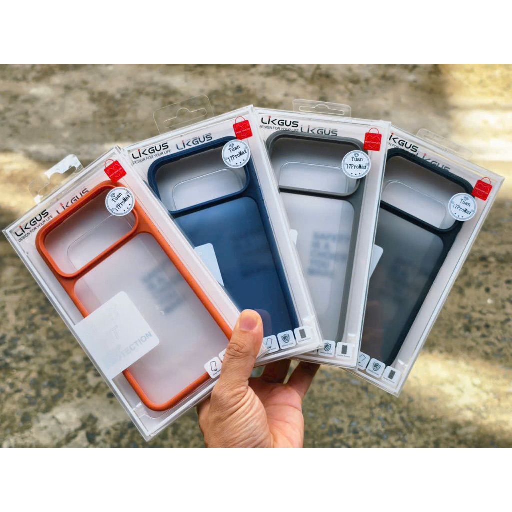 Ốp LIKGUS TUAN lưng nhám viền màu chống vân tay dành cho ip17 pro/ ip 17 pro max