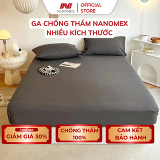  Ga Giường Cotton Chống Thấm Nanomex Bọc Đệm Chống Thấm 1m2 1m4 1m6 1m8 2m Không Nóng Bí Sột Soạt 