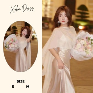  Đầm lụa kèm khăn voan kem cuốn hút gợi cảm Xukadress sang chảnh cho nữ đi tiệc đi chơi 