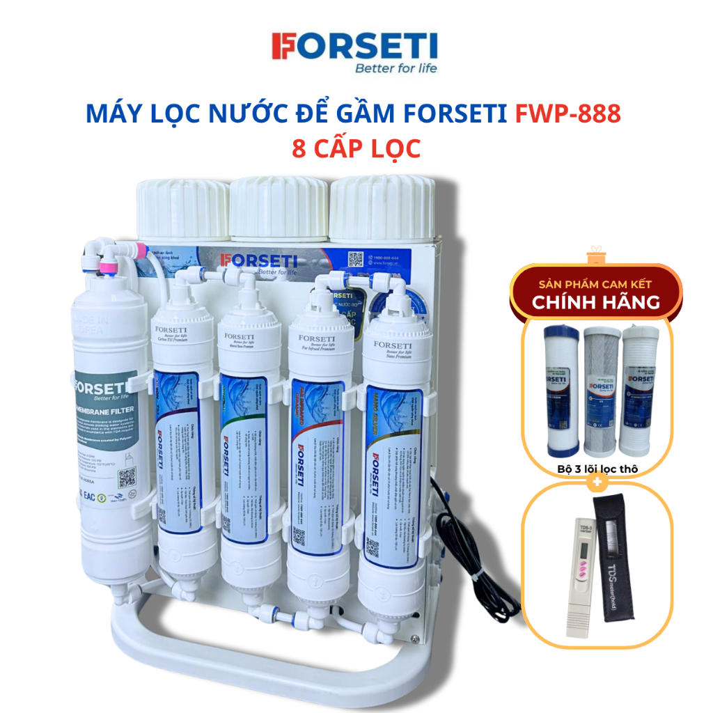 (CÓ QUÀ TẶNG) Máy Lọc Nước Để Gầm FORSETI FWP-888 8 cấp, 9 cấp, 10 cấp công suất lọc 15L/H, Bảo Hành 2 năm