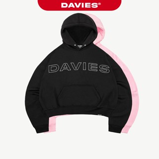  Hoodie mũ to thêu chữ DAVIES nỉ chân cua có túi màu hồng đen form rộng nam nữ Original | D-HD1 