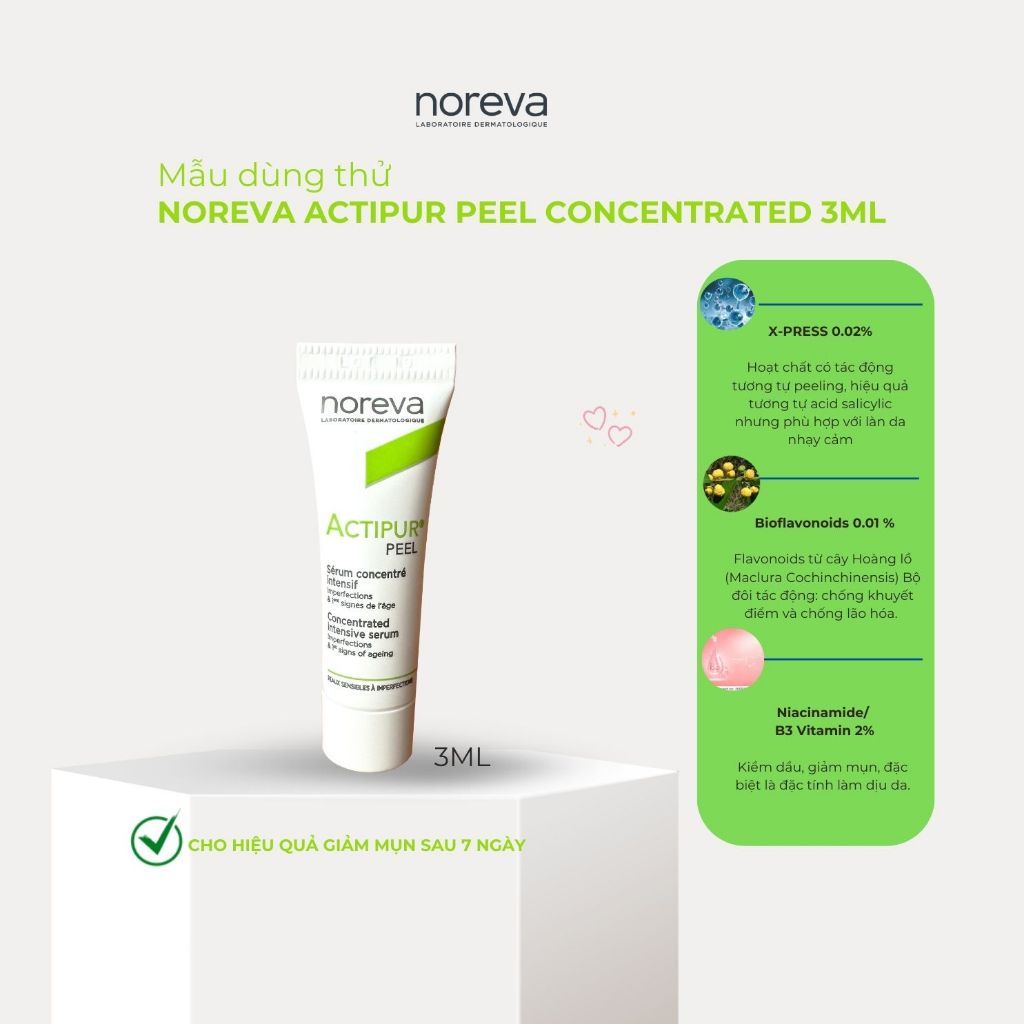 MẪU MINISIZE Serum dưỡng da kiềm dầu giảm mụn Noreva Actipur Peel 3ml