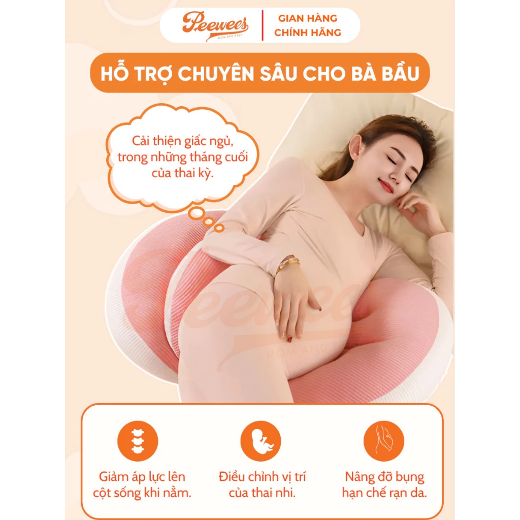[Top Value] Gối Bầu Cánh Tiên Boona Tặng Kèm Gối Phụ Hỗ Trợ Giảm Đau Lưng Cho Mẹ Bầu Ngủ Ngon Giấc