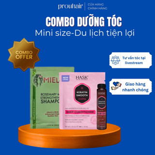   Combo Dưỡng Tóc Tiện Lợi  Dầu Gội Mielle Organics Rosemary Mint Dầu Xả Hask Keratin Serum Dưỡng Tóc Hask 