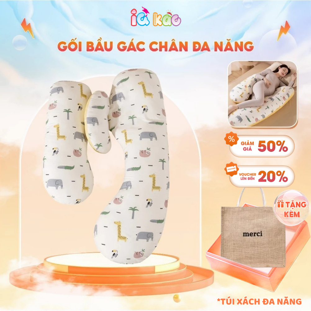  Gối ôm bà bầu IQ Kao BI04 cao cấp thiết kế công thái học cải thiện giấc ngủ đỡ bụng gác chân vỏ gối vải an toàn 
