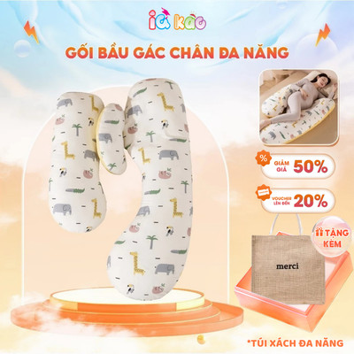 Gối ôm bà bầu IQ Kao BI04 cao cấp thiết kế công thái học cải thiện giấc ngủ đỡ bụng gác chân vỏ gối vải an toàn
