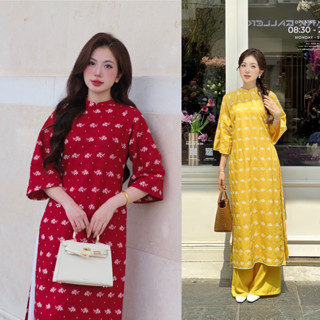  set áo dài vải linen thêu + quần 