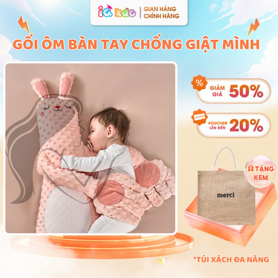 Gối Ôm Bàn Tay Vỗ Ru Ngủ BI12 IQKAO Giúp Bé Ngủ Ngon, Chống Giật Mình,Chất Liệu An Toàn Tích Hợp Bluetooth Tiện Lợi