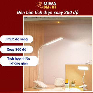  Đèn Bàn LED Học Tập Đèn Bàn Tích Điện Kẹp Điều Chỉnh Ánh Sáng Đèn Học Kí Túc Xá Xoay Gập Đèn 360 Độ 