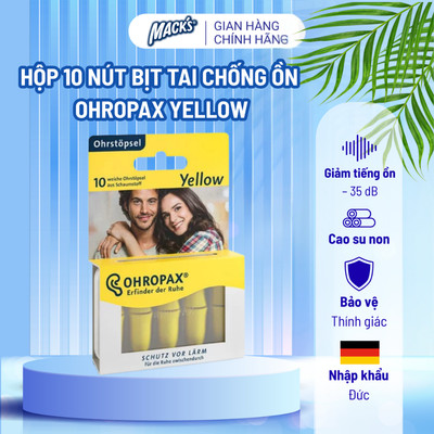 Hộp 10 nút bịt tai chống ồn OHROPAX YELLOW xuất xứ từ Đức (Siêu mềm mại)
