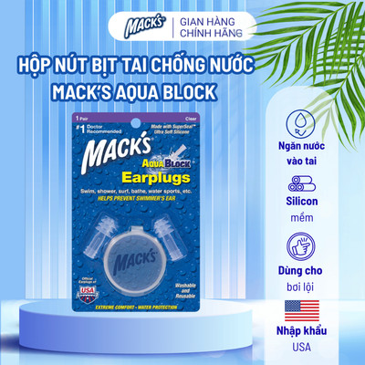 Hộp 1 đôi nút bịt tai chống nước Mack’s Aqua Block dùng cho bơi lội